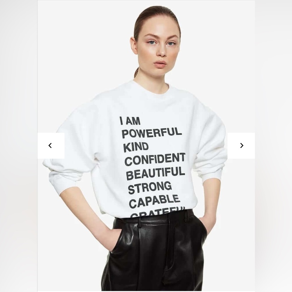 Anine Bing Ramona Empowerment Sweatshirt In White Medium - Picture 1 of 7